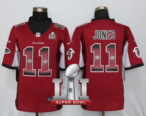 Nike Falcons #11 Julio Jones Red Team Color Super Bowl LI 51 Men's Stitched NFL Limited Strobe Jersey